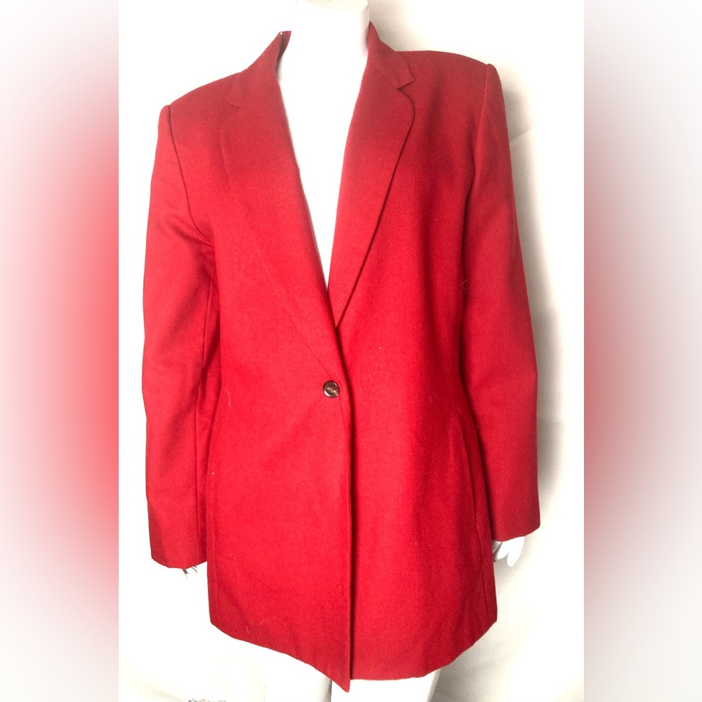 Vintage Harve Bernard Red Wool Jacket Size 12 Red Boyfriend Jacket